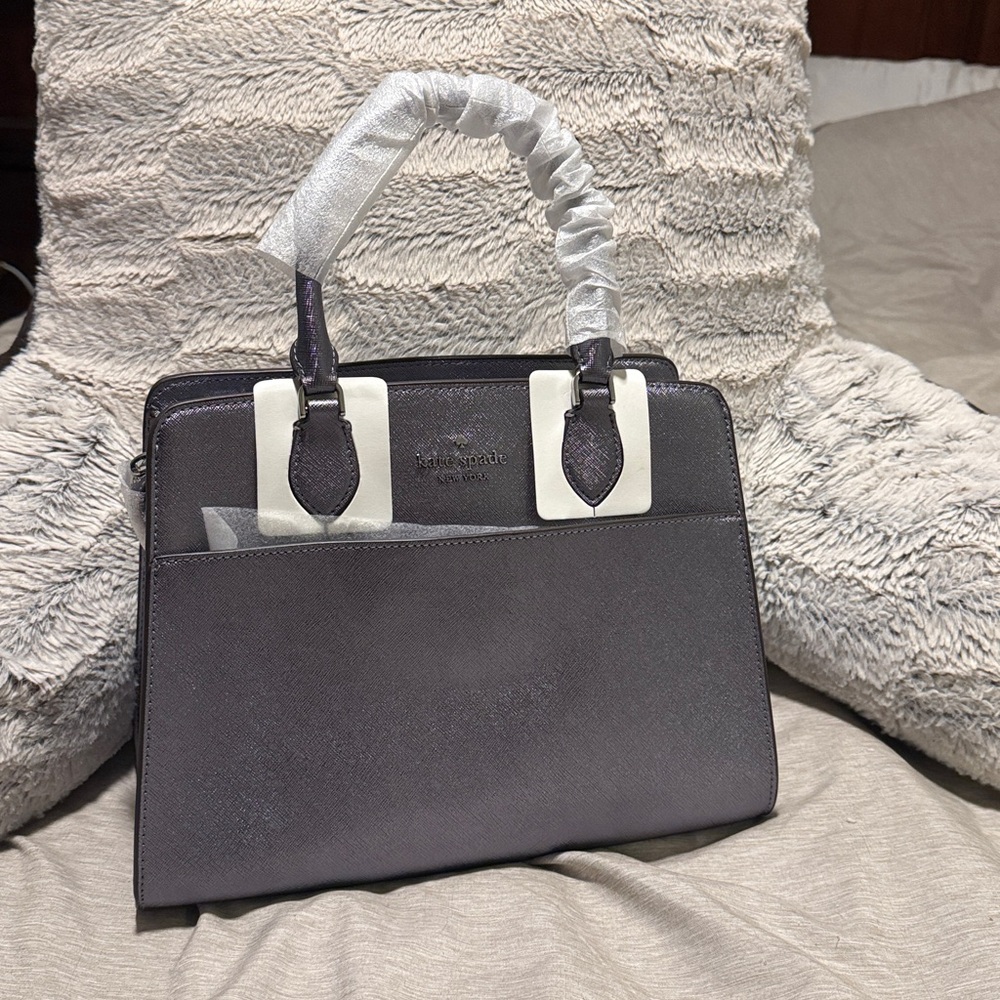 BRAND NEW!! Kate Spade Madison Medium Metallic and Silver Hardware Satchel